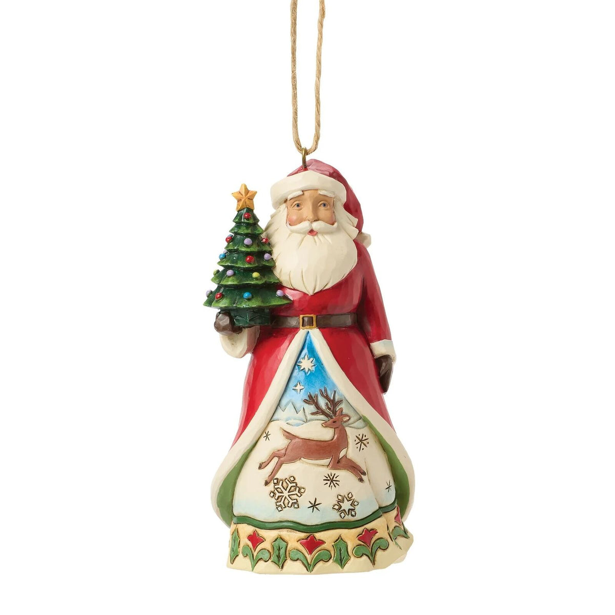 Heartwood Creek By Jim Shore Santa With Vintage Christmas Tree Hanging Ornament