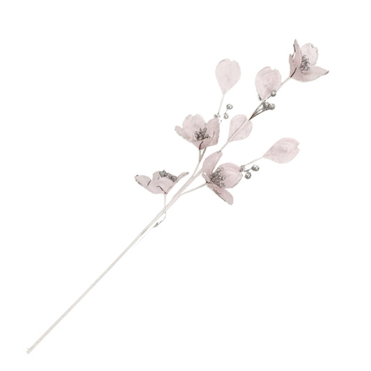 CHRISTMAS VELVET PETAL SPRAY PINK SILVER