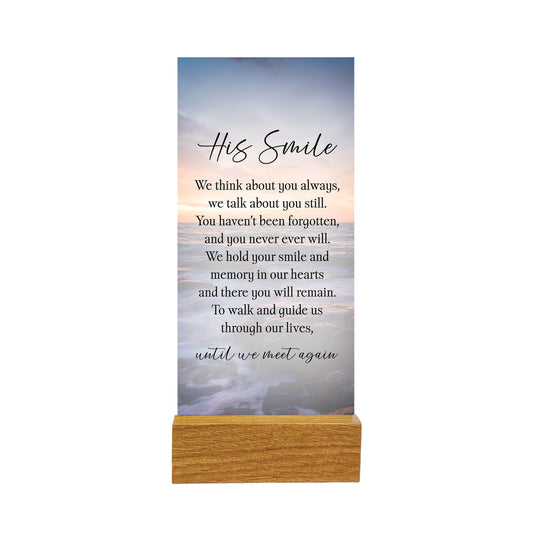GLASS PLAQUE WITH STAND VERSE HIS SMILE