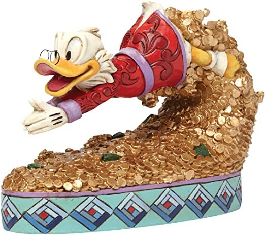 DISNEY TRADITIONS BY JIM SHORE SCROOGE DIVING INTO MONEY TREASURE DIVE 12.5CM