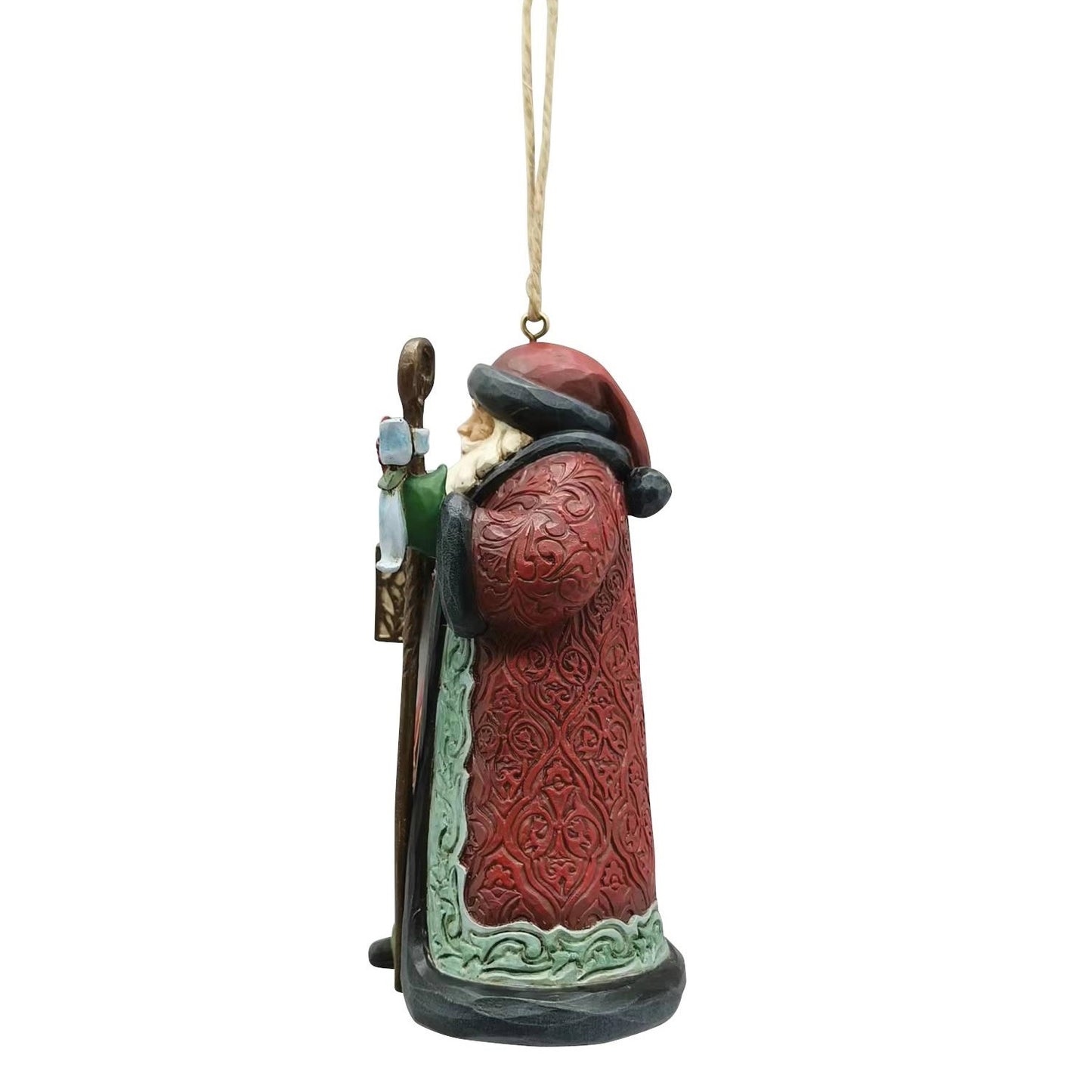 HEARTWOOD CREEK HANGING ORNAMENT SANTA WITH STAFF