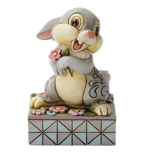 DISNEY TRADITIONS BY JIM SHORE BAMBI SPRING HAS SPRUNG THUMPER WITH FLOWER PERSONALITY POSE
