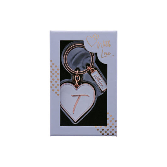 INITIAL KEYRING "T" IN ROSE GOLD