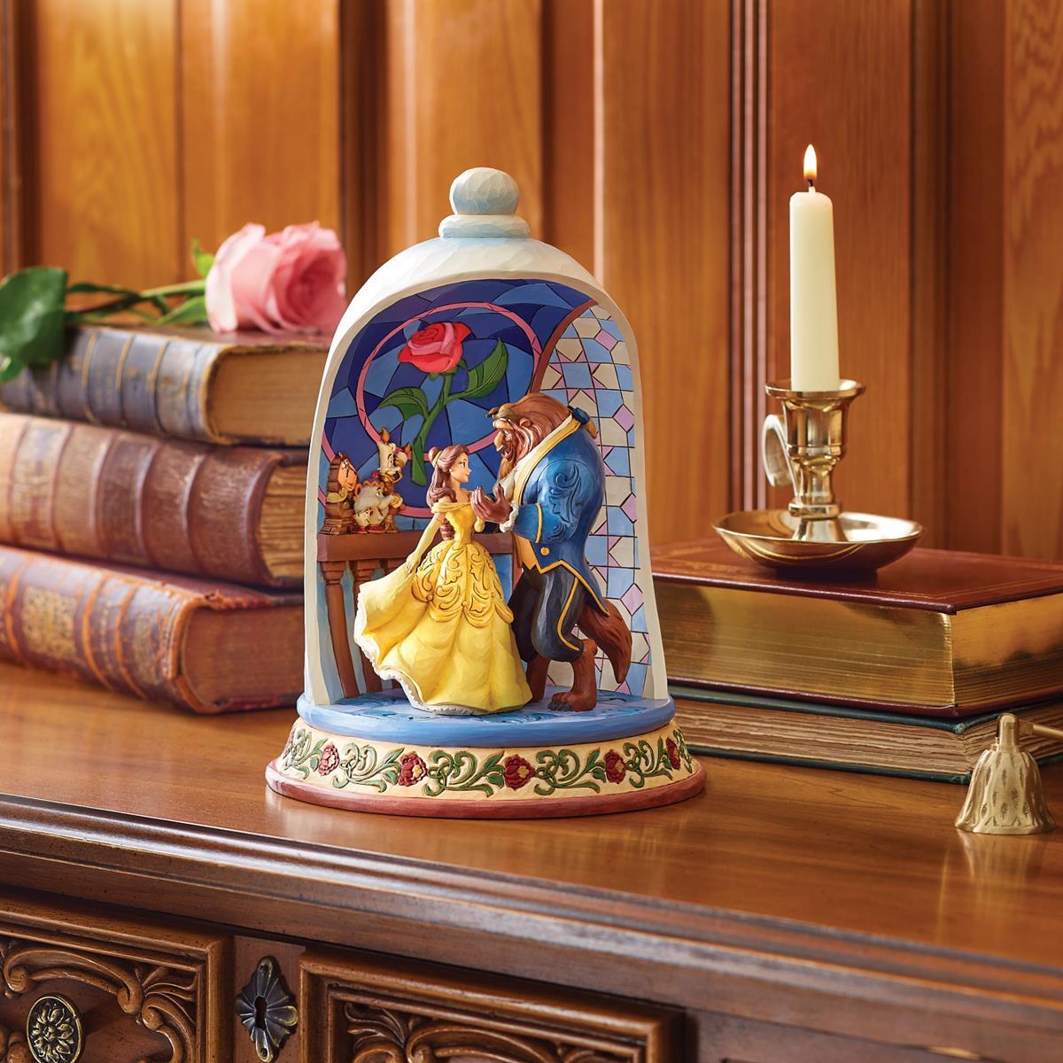 DISNEY TRADITIONS BY JIM SHORE BEAUTY & THE BEAST ROSE DOME