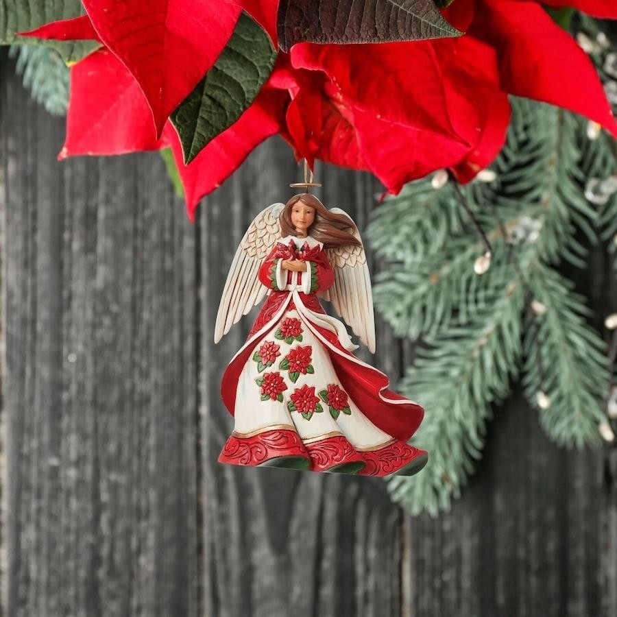 Heartwood Creek By Jim Shore Christmas Angel Holding Cardinals Hanging Ornament