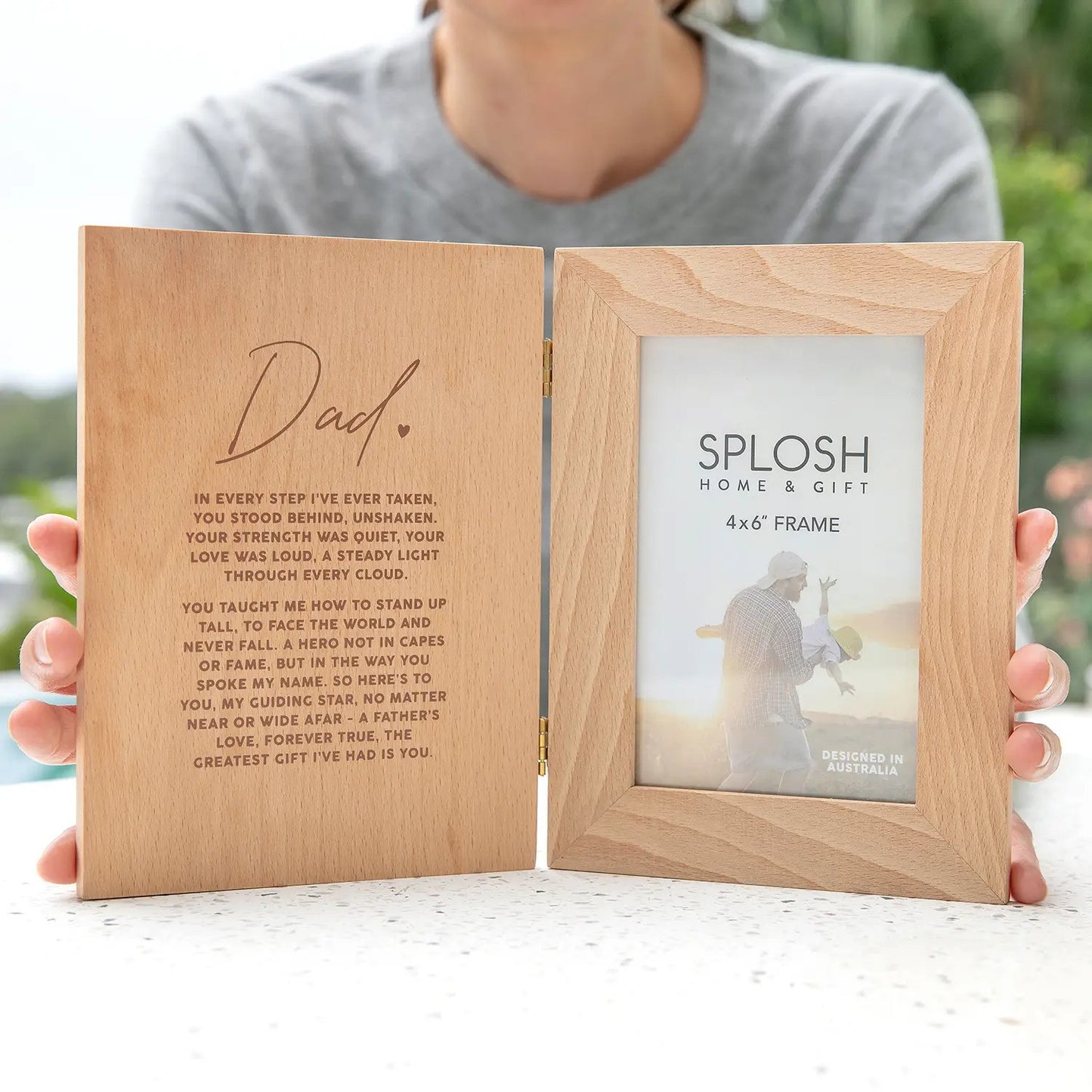 Folding Photo Frame In Wood With Verse For Dad