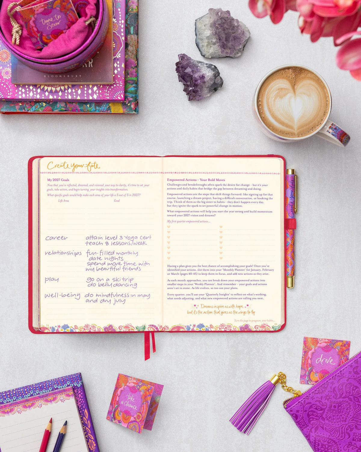Intrinsic 2027 Diary Planner The Year To Live Brave - Radiant Ruby Red