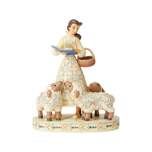DISNEY TRADITIONS BY JIM SHORE BELLE WITH SHEEP WHITE WOODLAND