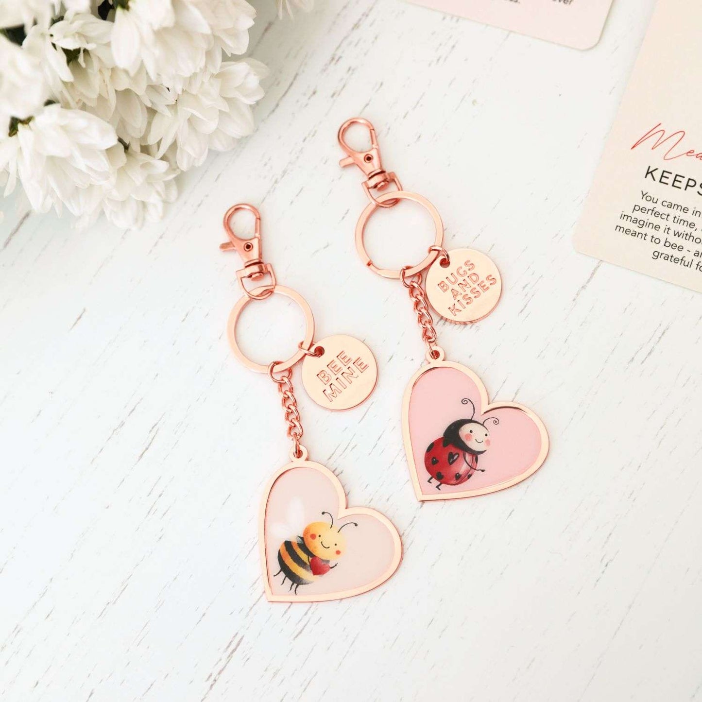 Valentine's Day Ladybug Keyring "Bugs and Kisses"