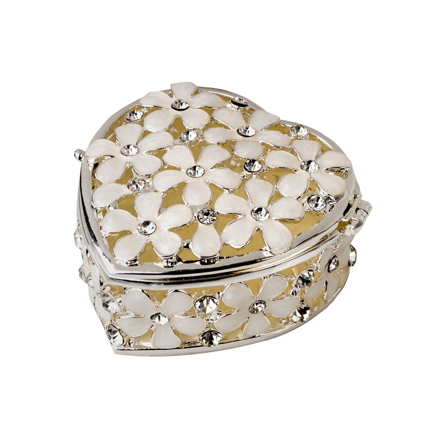 JEWELLERY BOX TRINKET HEART SHAPE DAISY DESIGN WITH EPOXY FINISH