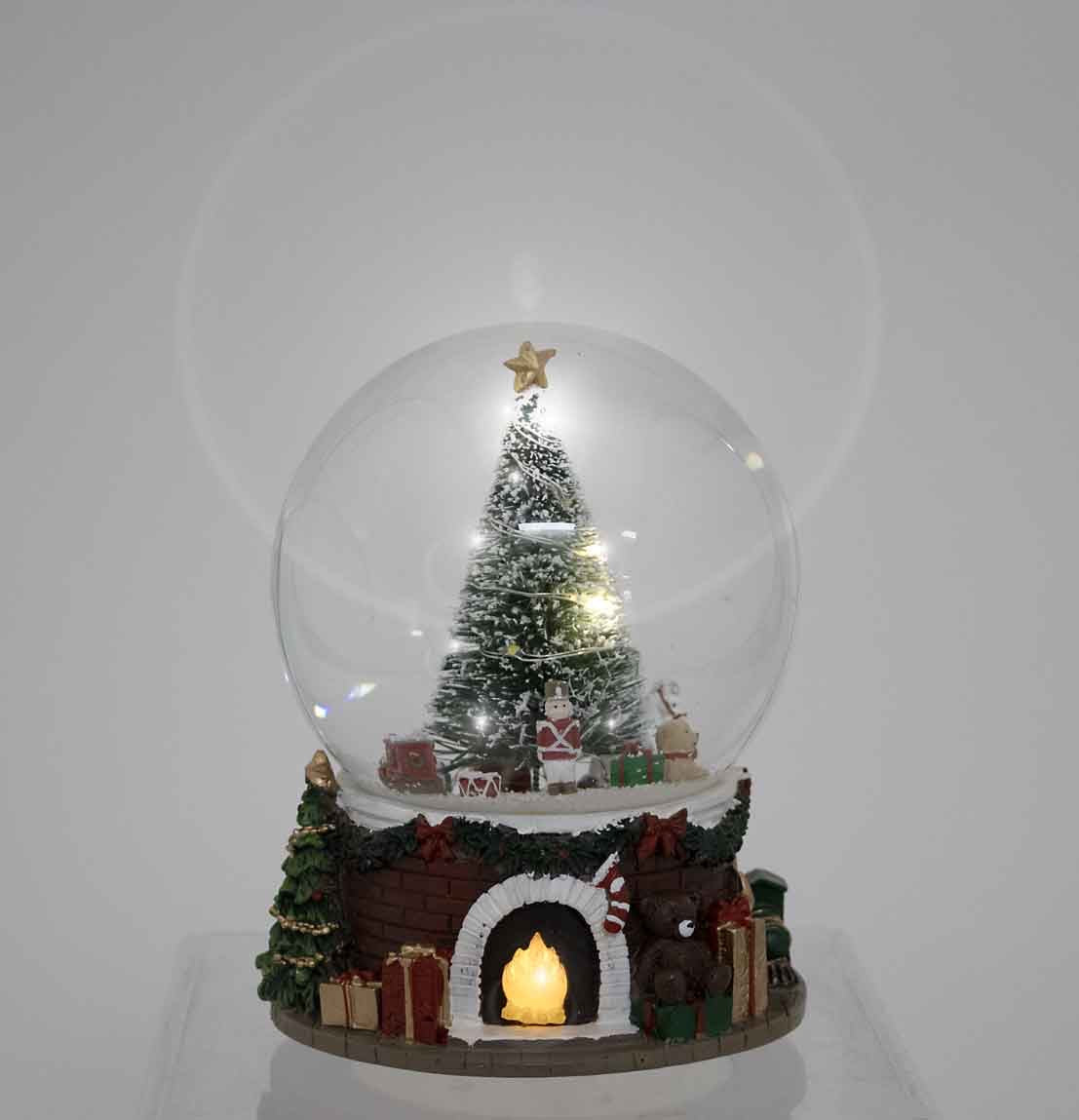 Christmas Snow Globe Tree With Toys LED Wind Up Musical