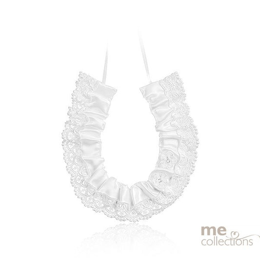 Wedding Charm Horseshoe Satin Lace & Flowers White