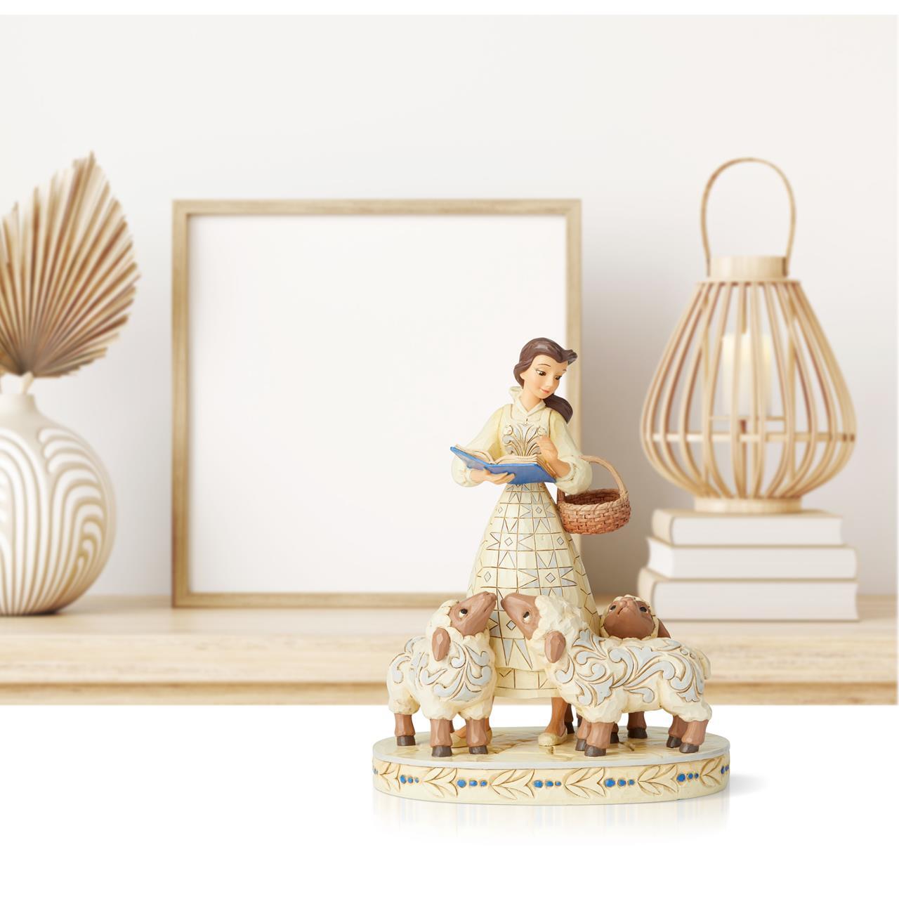 DISNEY TRADITIONS BY JIM SHORE BELLE WITH SHEEP WHITE WOODLAND