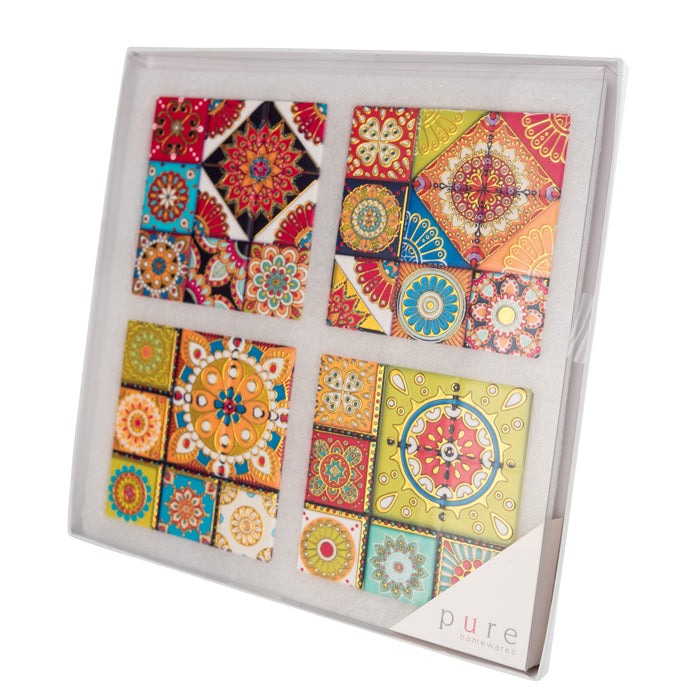 CERAMIC COASTERS SQUARE SET OF 4 FLICKA