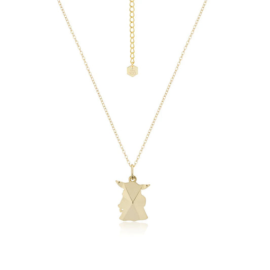 DISNEY 100 COUTURE KINGDOM STAR WARS MANDALORIAN GROGU FACET CHARM NECKLACE YELLOW GOLD PLATED