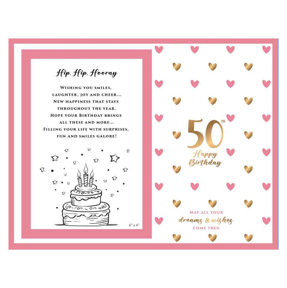 Birthday Photo Frame Glass Sweet Hearts 50th