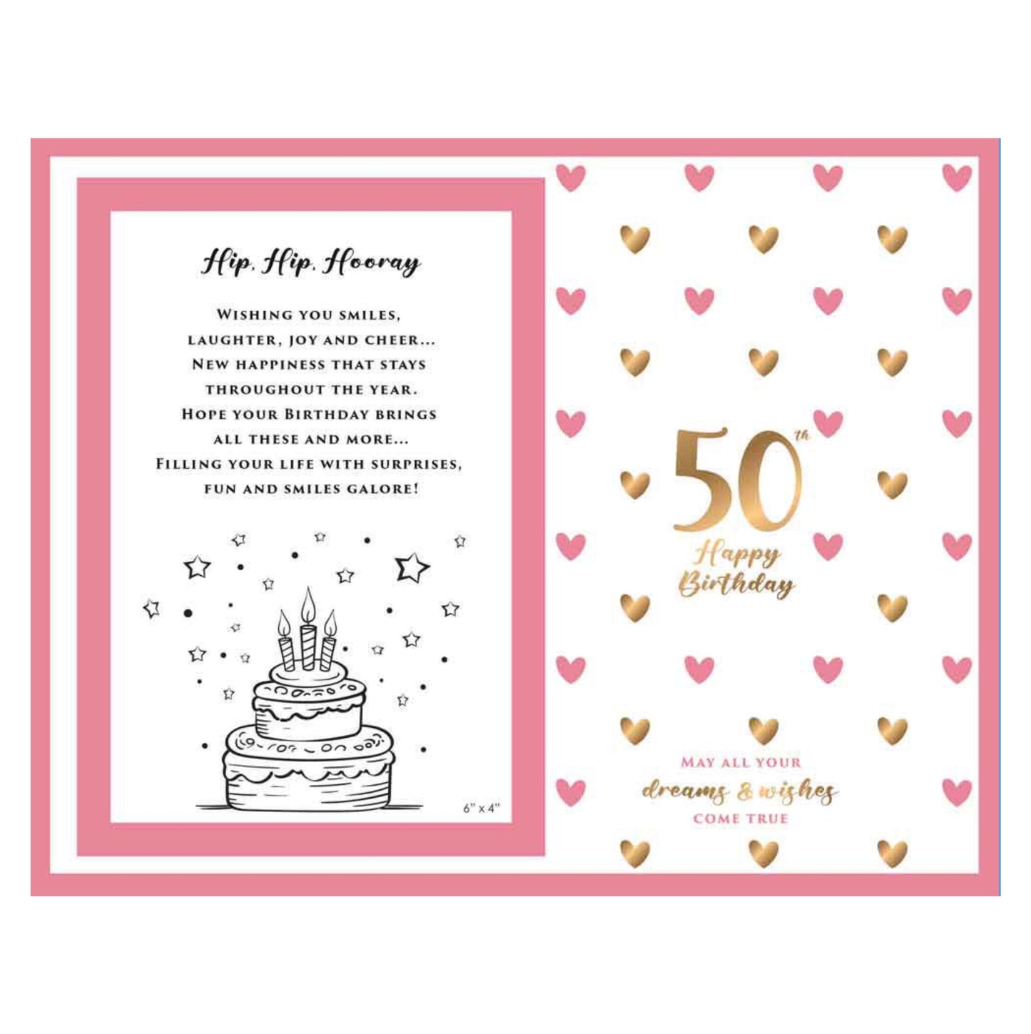 Birthday Photo Frame Glass Sweet Hearts 50th