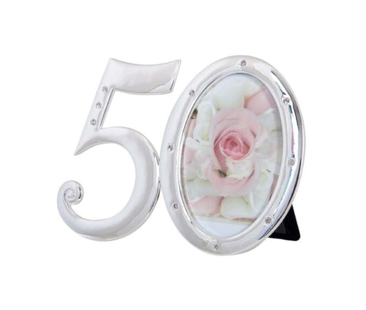 PHOTO FRAME NUMBER 50 WITH DIAMANTES FOR BIRTHDAY OR ANNIVERSARY