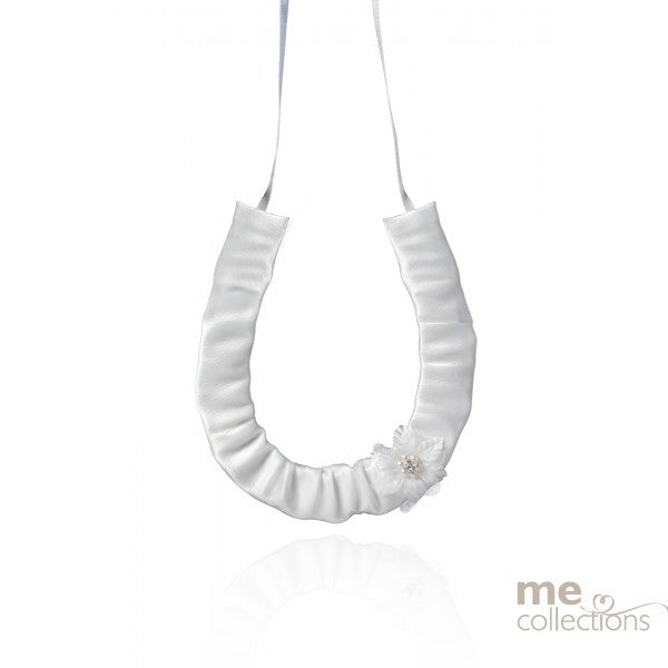 Wedding Charm Satin Organza Single Flower Horseshoe White