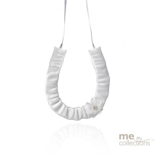 Wedding Charm Satin Organza Single Flower Horseshoe White