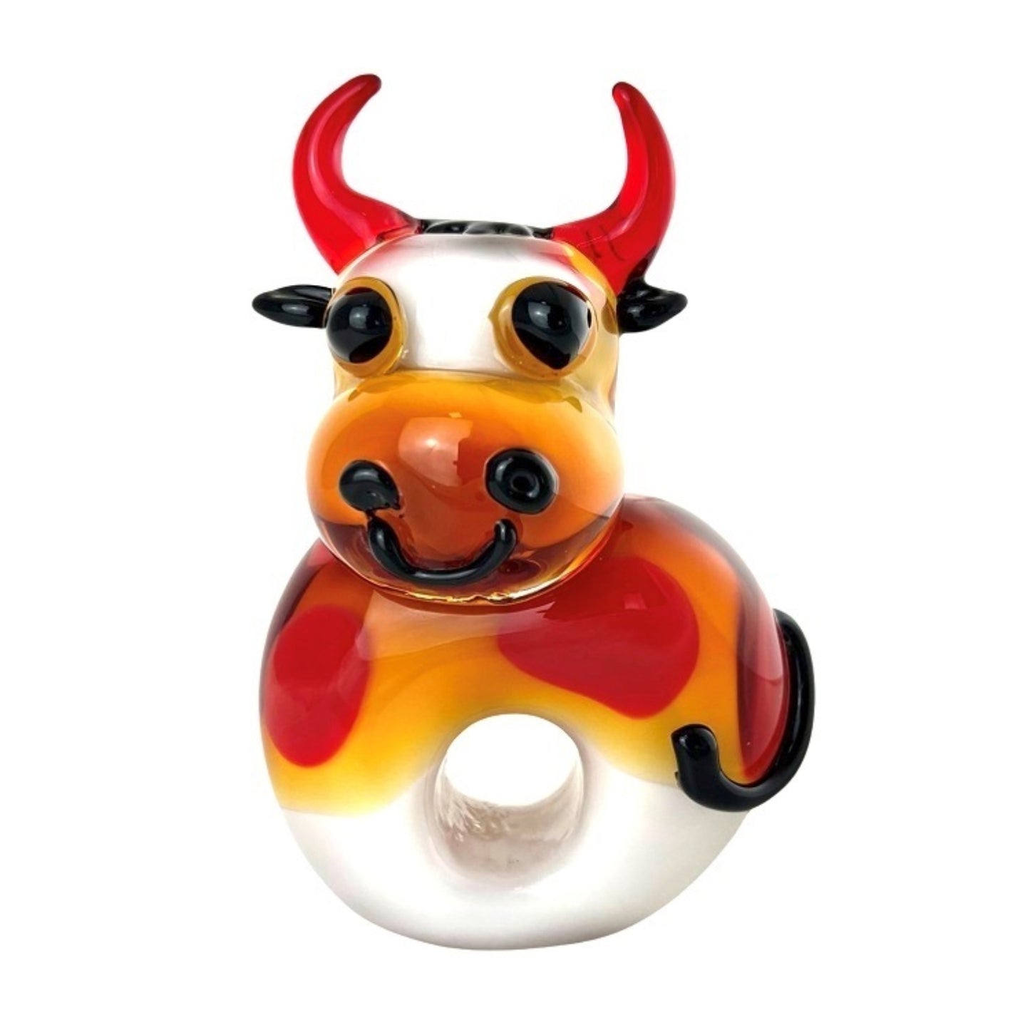 ZIBO ART GLASS COW HOLY