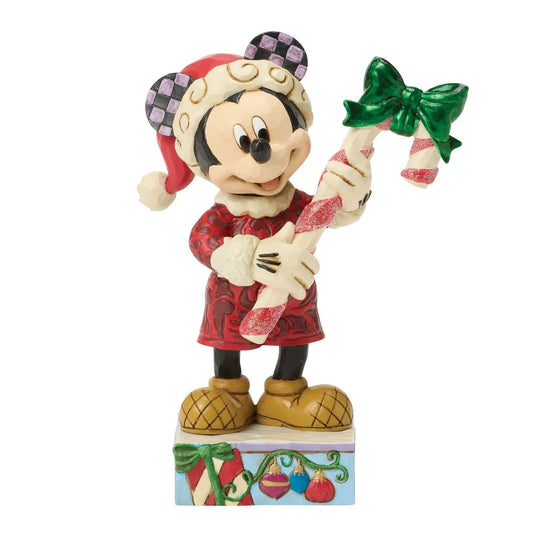 DISNEY TRADITIONS BY JIM SHORE CHRISTMAS MICKEY WITH CANDY CANE