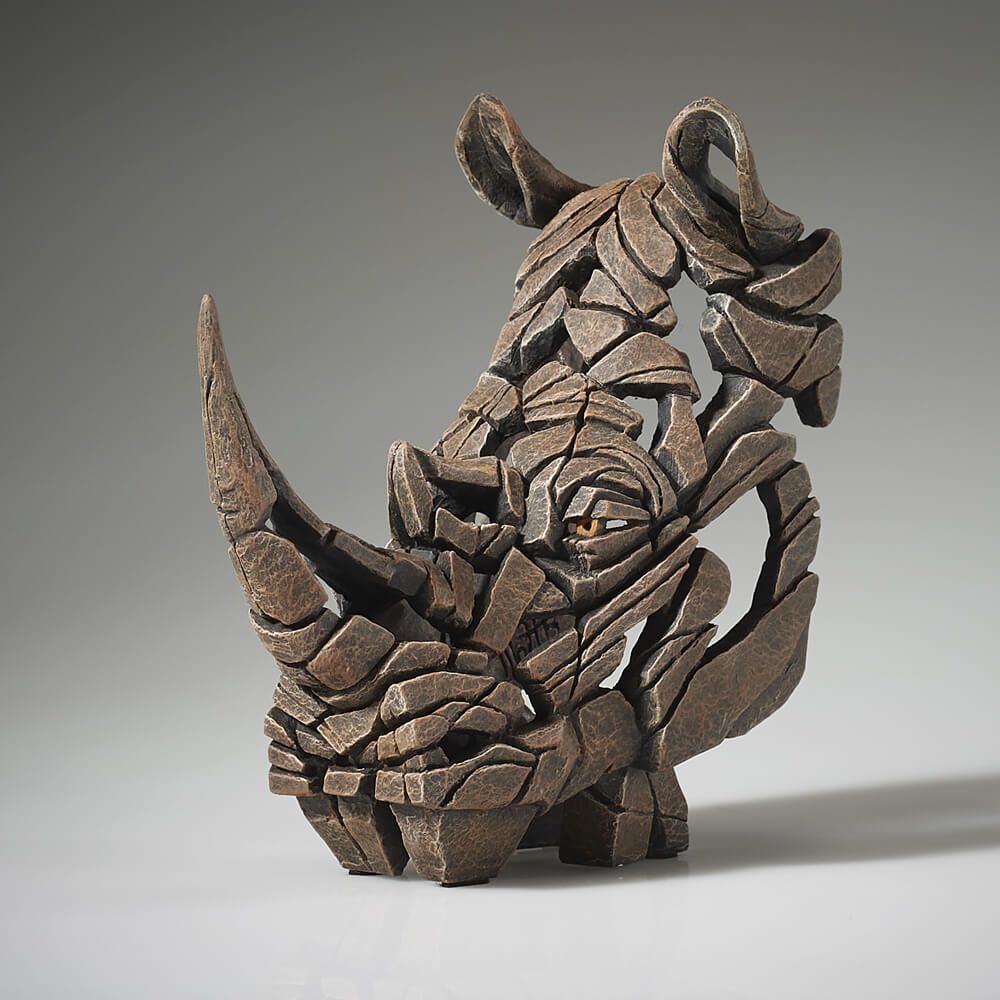 EDGE SCULPTURE MINIATURE RHINOCEROS BUST FIGURINE