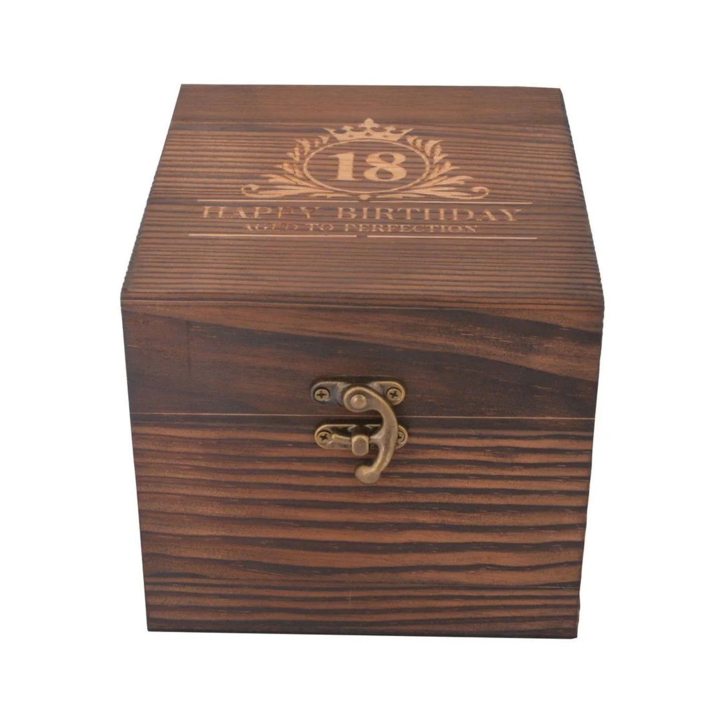 Birthday Whiskey Glass & Slate Coaster Set in Wooden Box 18th
