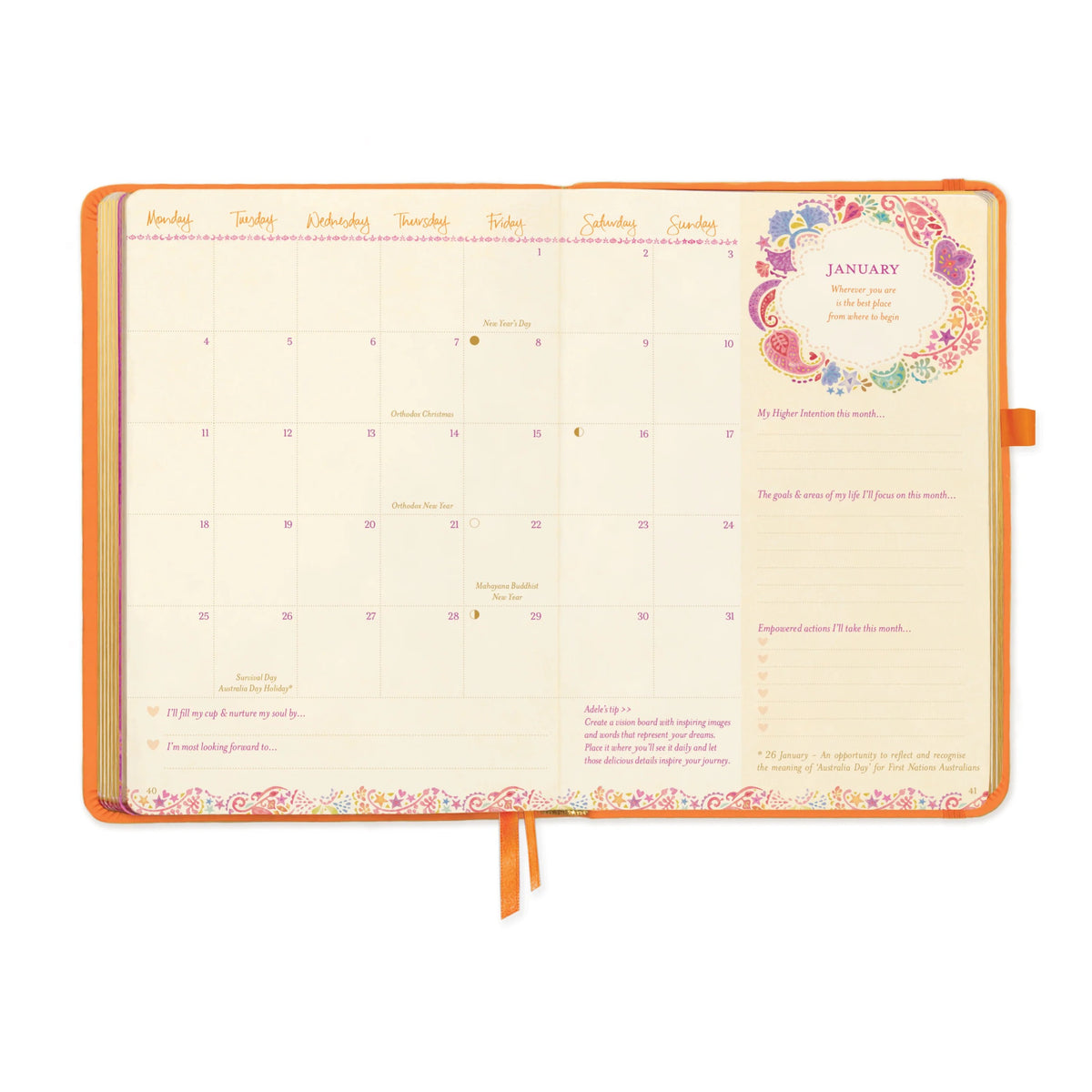 Intrinsic 2027 Diary Planner The Year For New Adventures - Sunrise Orange