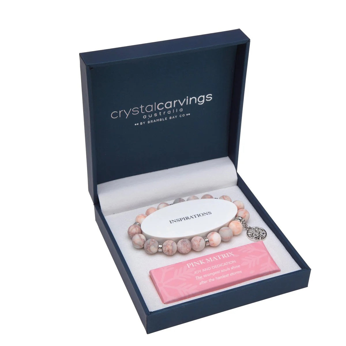 Bramble Bay Bracelet Pink Matrix Matte Tree Of Life Charm