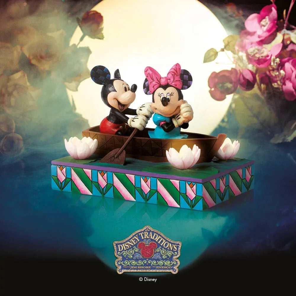 DISNEY TRADITIONS BY JIM SHORE MICKEY AND MINNIE LED LOVE ROWBOAT