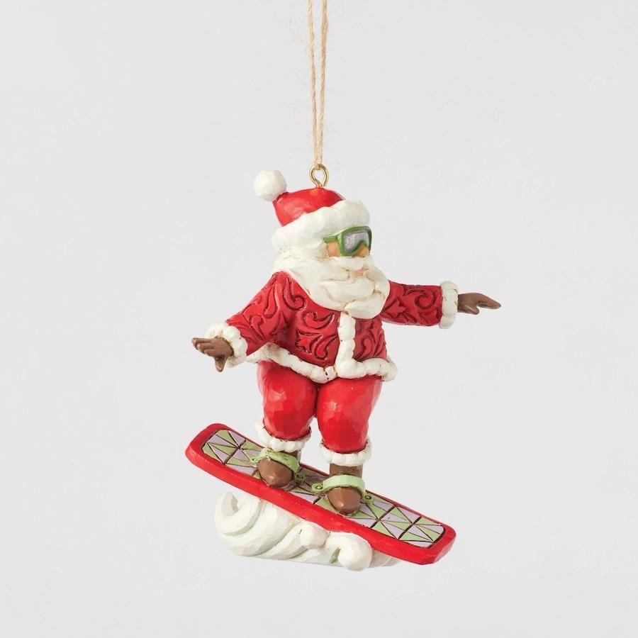 Heartwood Creek By Jim Shore Santa Snowboarding Hanging Ornament