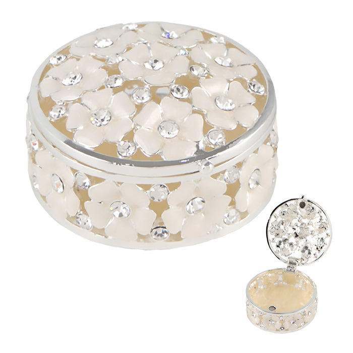 CANDICE PEWTER DAISY TRINKET BOX ROUND