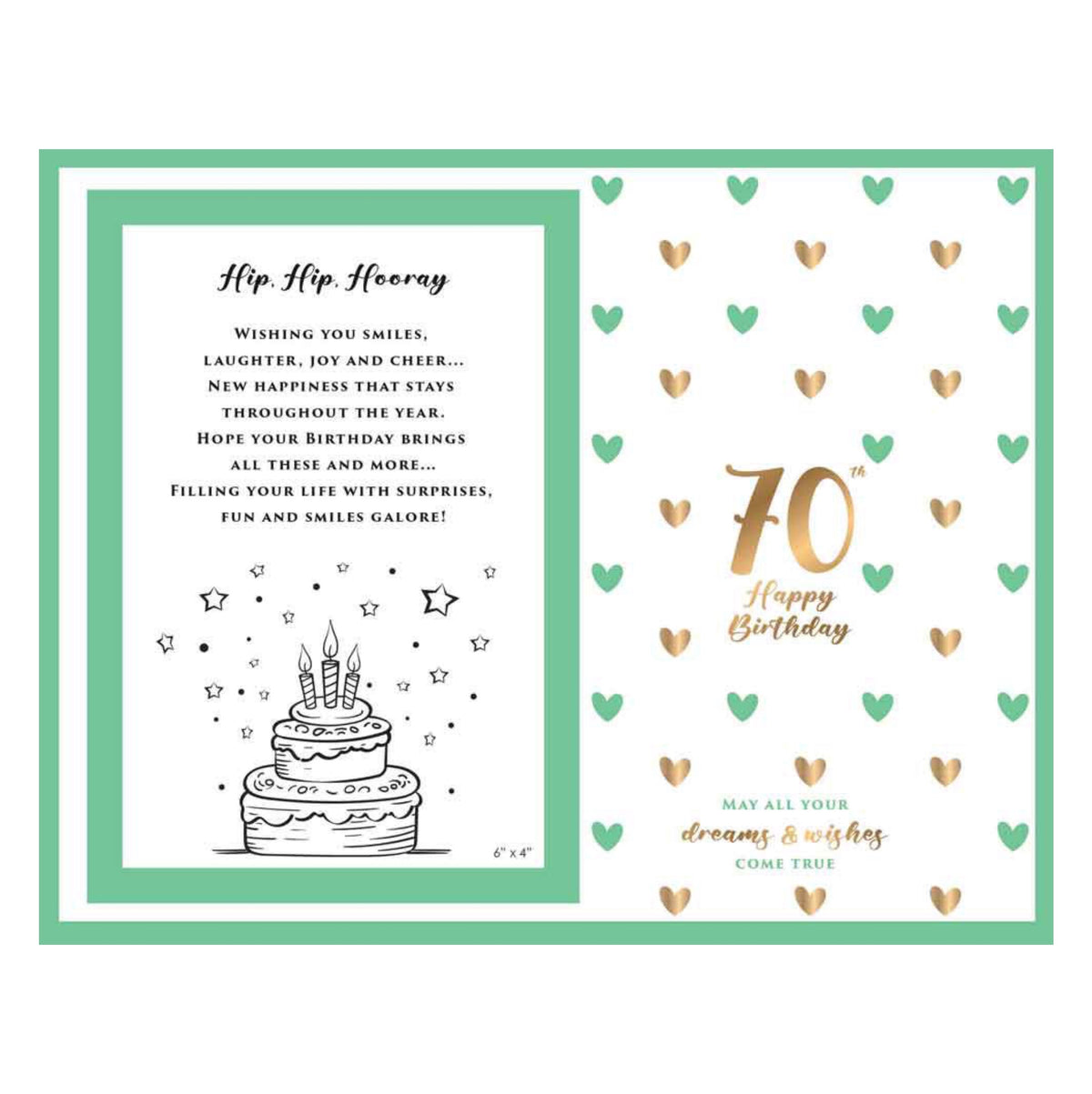 Birthday Photo Frame Glass Sweet Hearts 70th