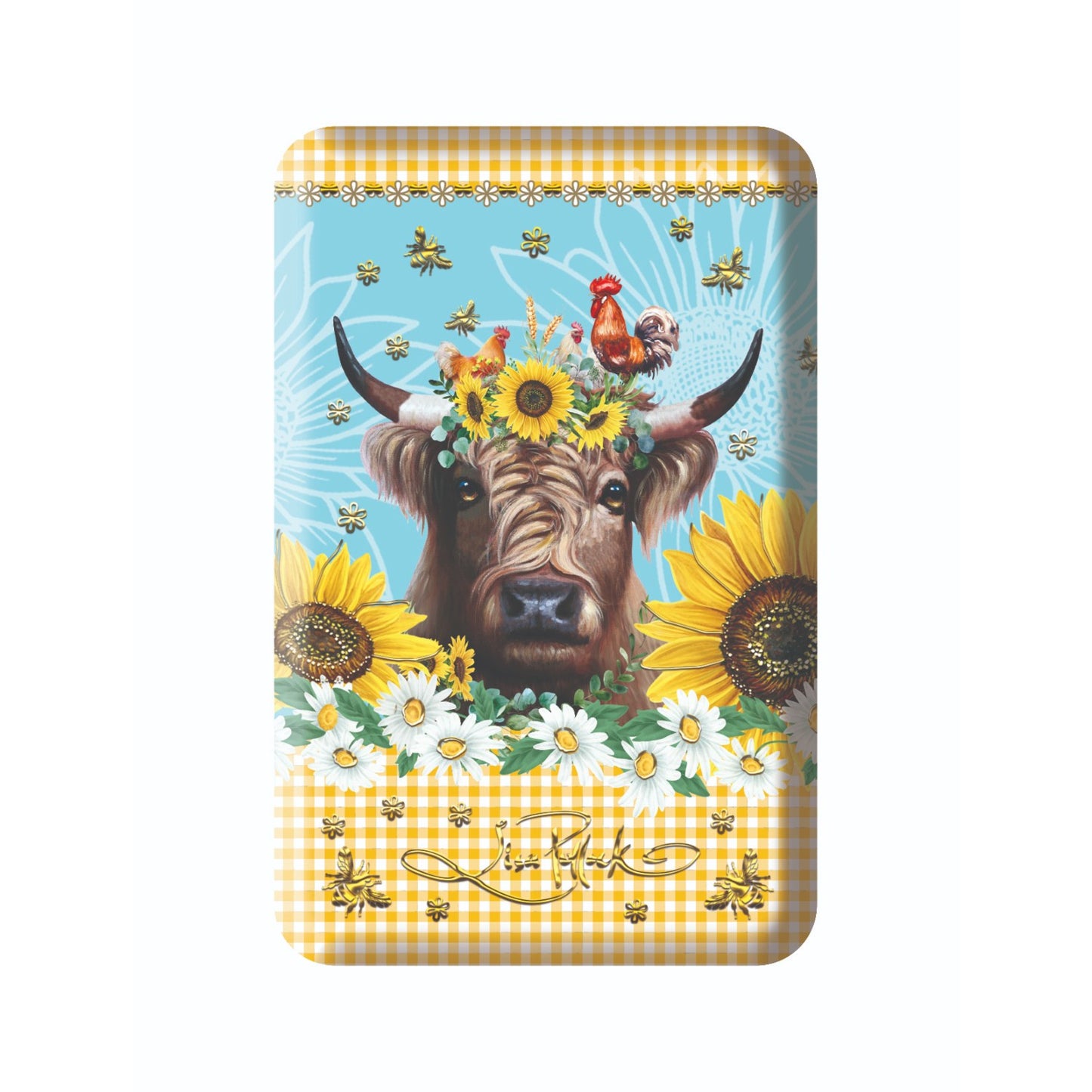 Lisa Pollock Small Jewellery Case With Gold Foiling Sunny Country Cow