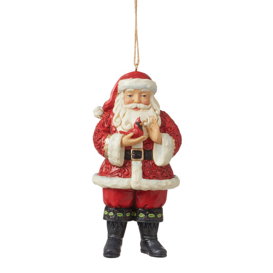 Heartwood Creek By Jim Shore Santa Holding A Cardinal Hanging Ornament