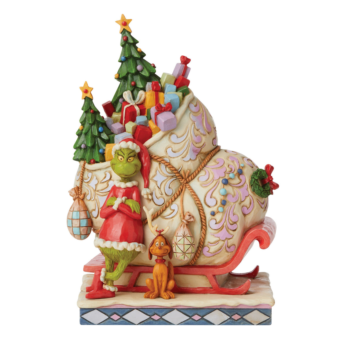 THE GRINCH BY JIM SHORE GRINCH BY SLEIGH WITH MAX 21CM