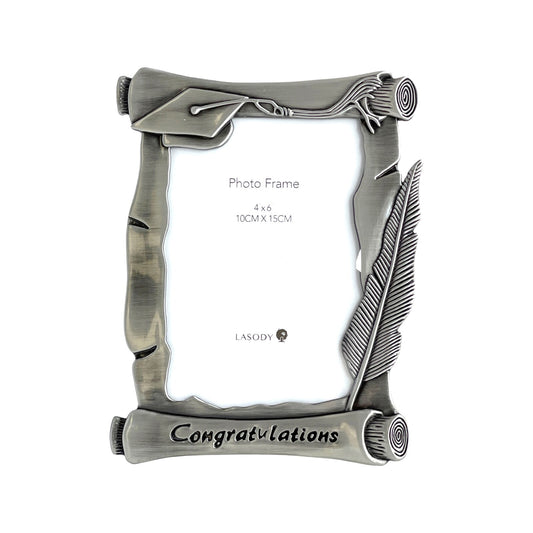 PHOTO FRAME GRADUATION CAP PEWTER FINISH 4X6