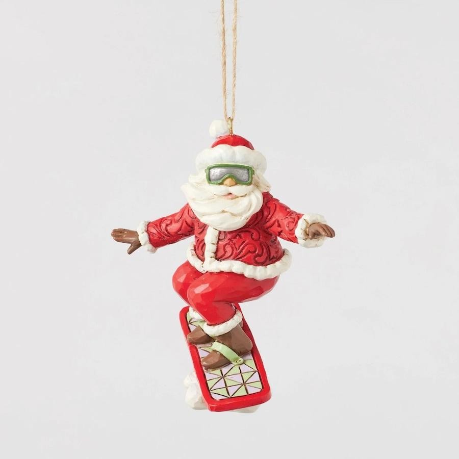 Heartwood Creek By Jim Shore Santa Snowboarding Hanging Ornament