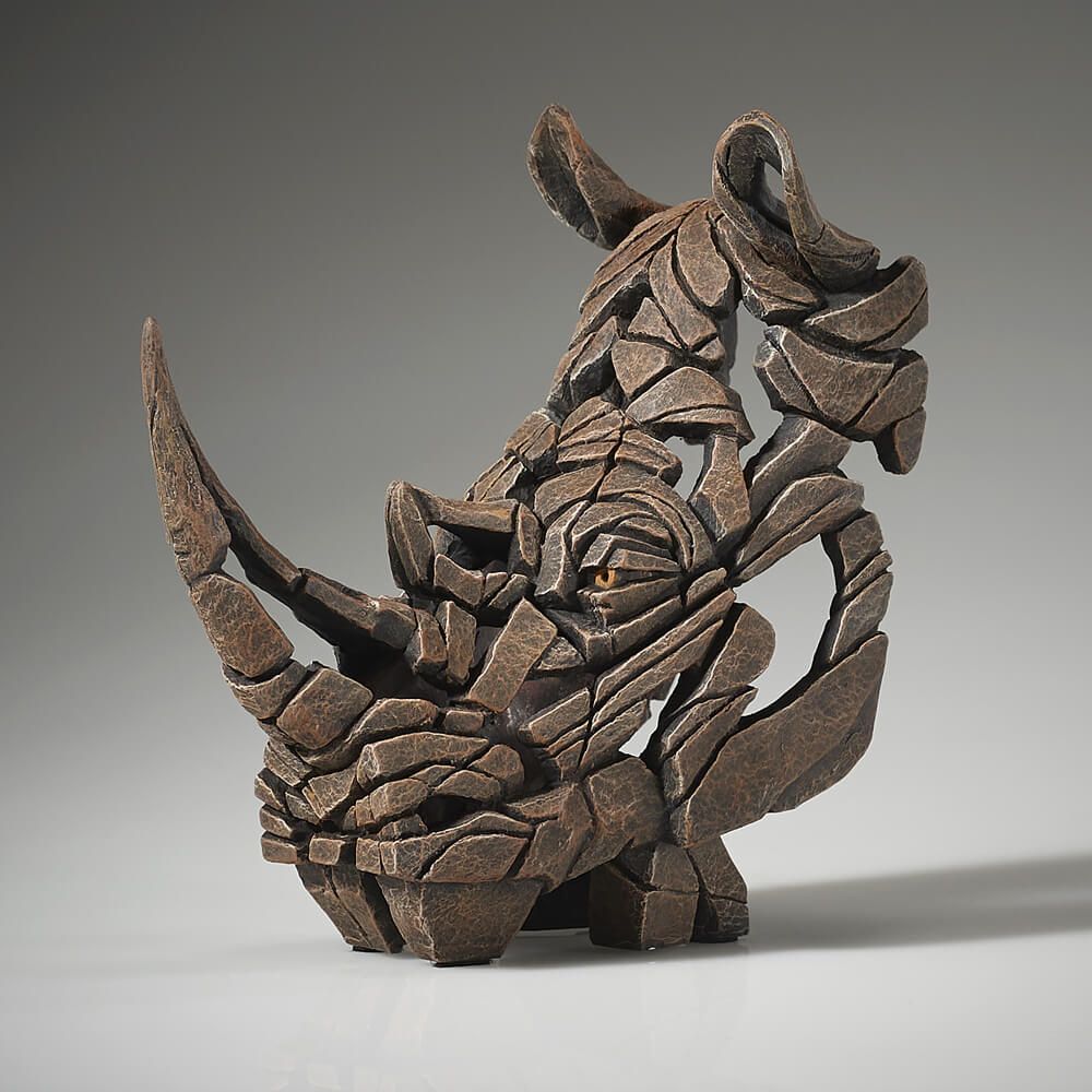 EDGE SCULPTURE MINIATURE RHINOCEROS BUST FIGURINE