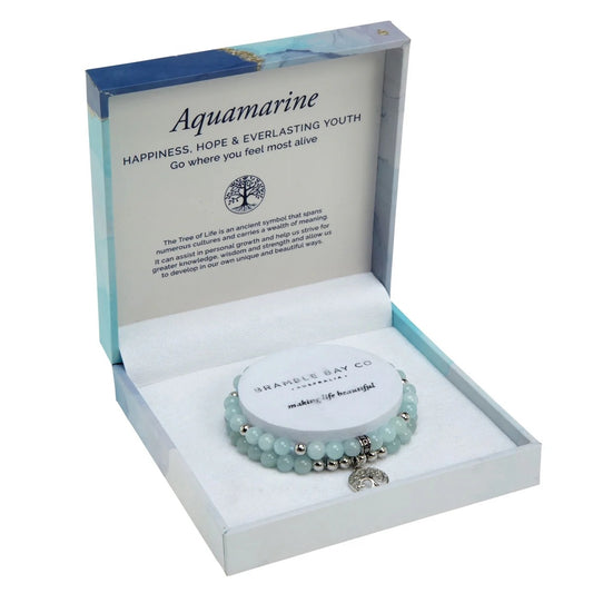 Bramble Bay Duo Bracelet Set Aquamarine Rhodium