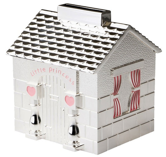 MONEY BANK LITTLE PRINCESS HOUSE SILVER PLATED