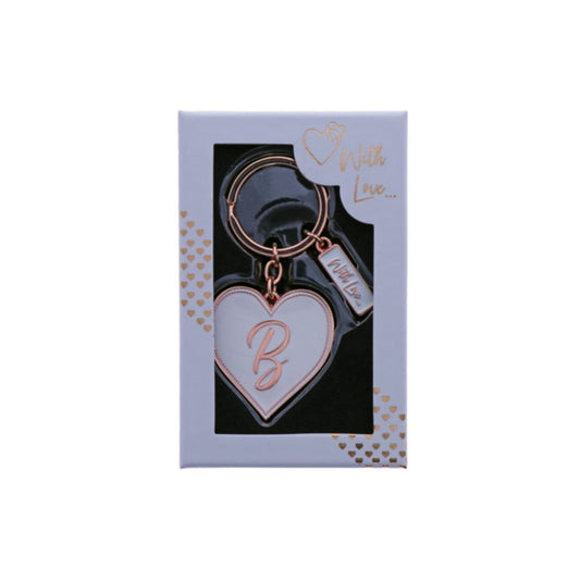 INITIAL KEYRING "B" IN ROSE GOLD