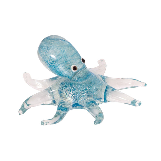 ZIBO ART GLASS MINI OCTOPUS BLUE