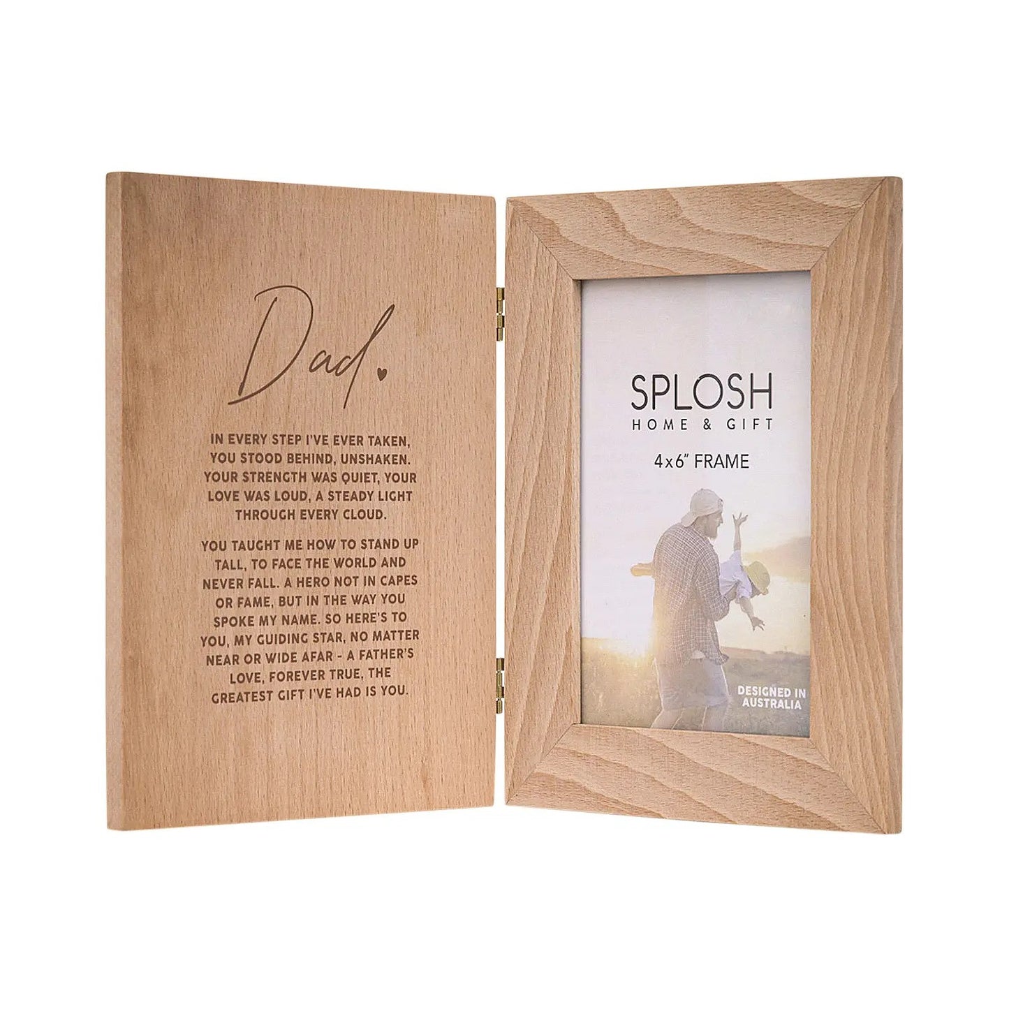 Folding Photo Frame In Wood With Verse For Dad