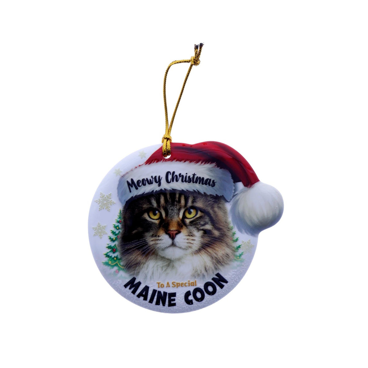 Christmas Sentiment Ceramic Plaque Cat Maine Coon