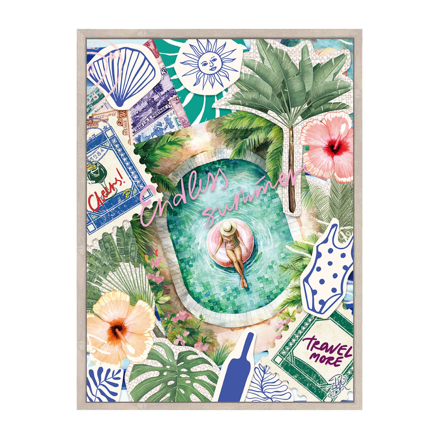 ARTWORK CANVAS PAINTED EMBELLISHMENT FINISH "ENDLESS SUMMER"