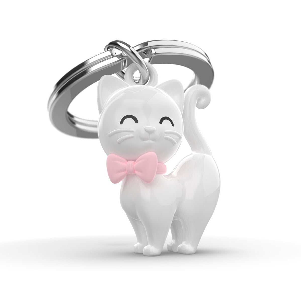 METALMORPHOSE KEYCHAIN WHITE CAT WITH BOW TIE