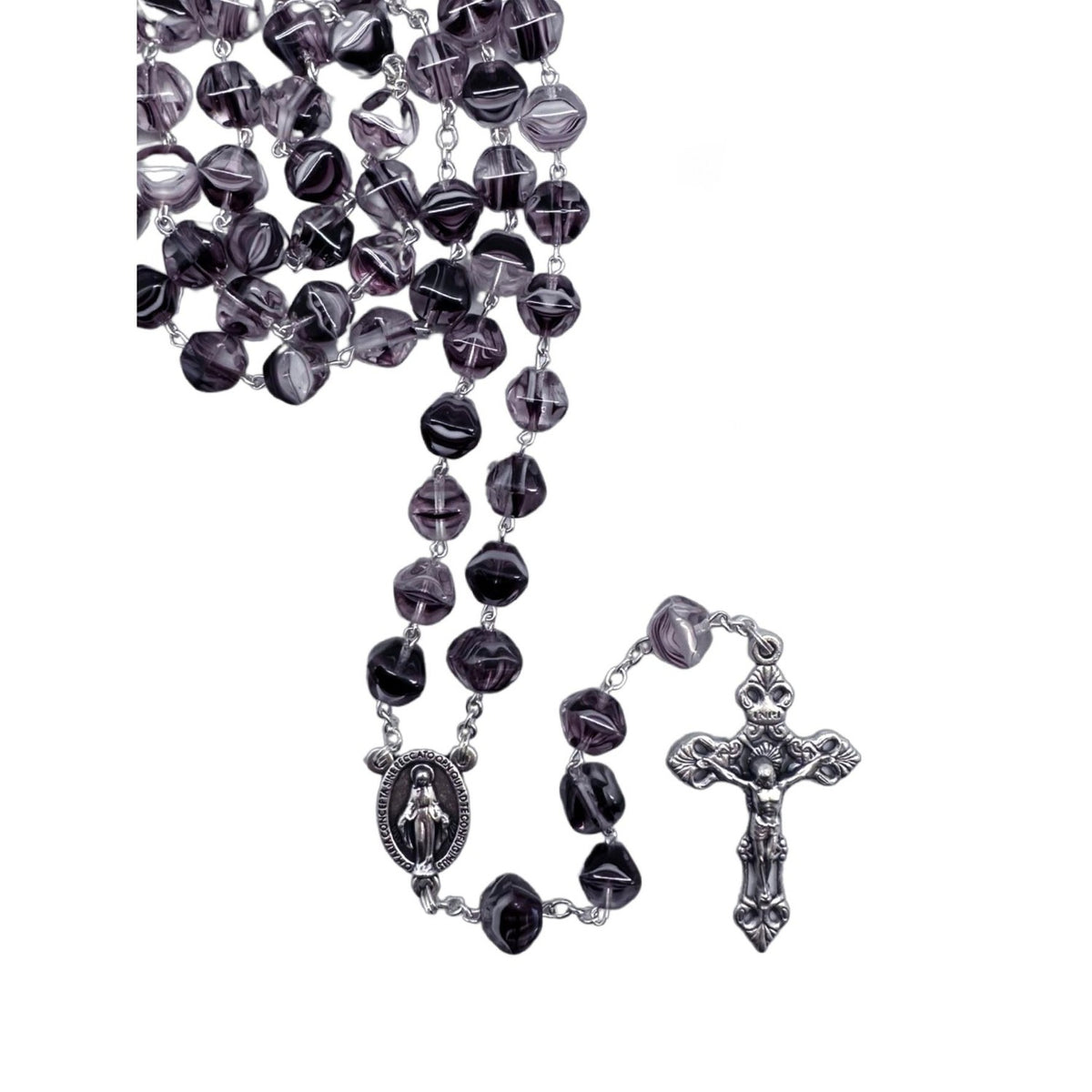 ROSARY GLASS PYRAMID SHAPE PURPLE