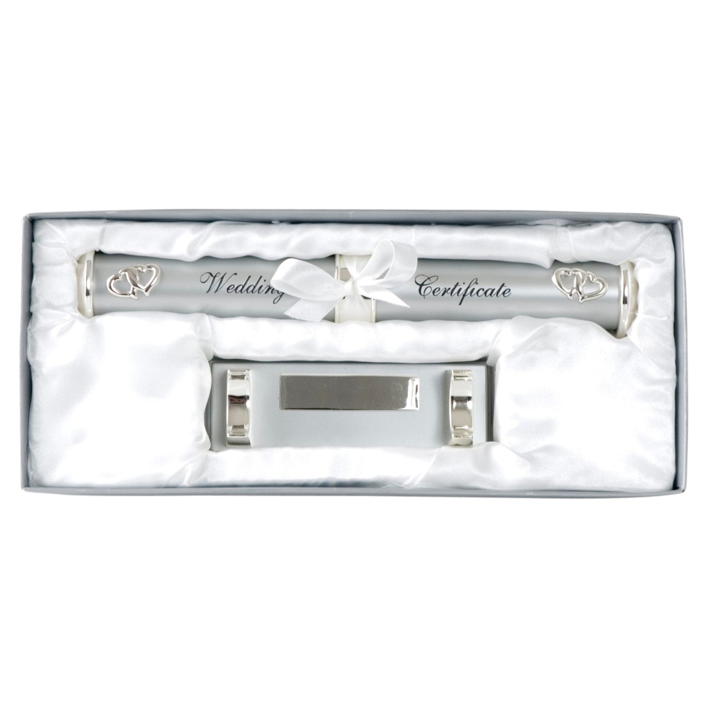 WEDDING CERTIFICATE HOLDER WITH STAND SILVER PLATED